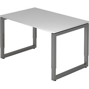 Schreibtisch mit Gestell aus Vierkant-Stahlrohr, Höhe 650 - 850 mm, BxT 1200 x 800 mm, lichtgrau / graphit eurokraft pro