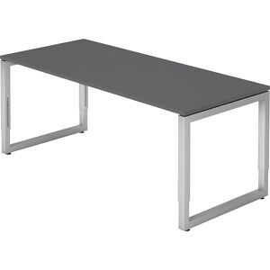 Schreibtisch mit Gestell aus Vierkant-Stahlrohr, Höhe 650 - 850 mm, BxT 1800 x 800 mm, graphit / alusilber eurokraft pro
