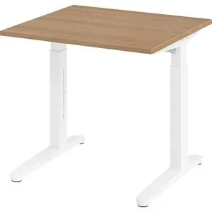 ANNY - Schreibtisch mit C-Fußgestell, höhenverstellbar 650 - 850 mm, Breite 800 mm, Nussbaum-Dekor / weiß eurokraft pro