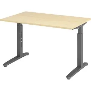 ANNY - Schreibtisch mit C-Fußgestell, höhenverstellbar 650 - 850 mm, Breite 1200 mm, Ahorn-Dekor / graphit eurokraft pro