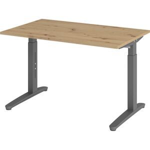 ANNY - Schreibtisch mit C-Fußgestell, höhenverstellbar 650 - 850 mm, Breite 1200 mm, Asteiche / graphit eurokraft pro