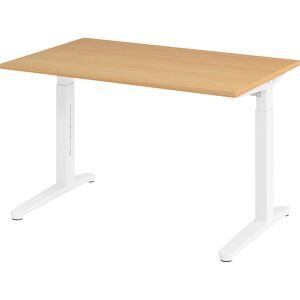 ANNY - Schreibtisch mit C-Fußgestell, höhenverstellbar 650 - 850 mm, Breite 1200 mm, Buche / weiß eurokraft pro
