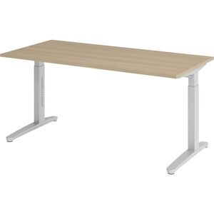 ANNY - Schreibtisch mit C-Fußgestell, höhenverstellbar 650 - 850 mm, Breite 1600 mm, Eiche / alusilber eurokraft pro