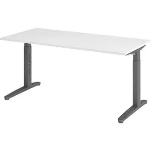 ANNY - Schreibtisch mit C-Fußgestell, höhenverstellbar 650 - 850 mm, Breite 1600 mm, weiß / graphit eurokraft pro