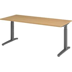 ANNY - Schreibtisch mit C-Fußgestell, höhenverstellbar 650 - 850 mm, Breite 1800 mm, Buche / graphit eurokraft pro