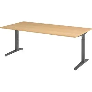 Schreibtisch Office Braun Holz 200 cm - Farbe: buche - Material: Holzwerkstoff - Schreibtisch
