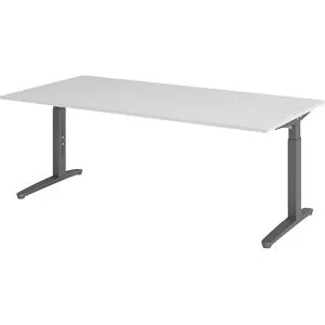 Schreibtisch Office Grau Holz 200 cm Höhenverstellbar (manuell) - Material: Holzwerkstoff - Schreibtisch