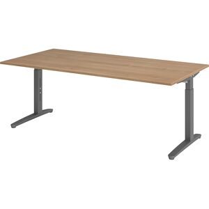 Schreibtisch Office Braun Holz 200 cm Höhenverstellbar (manuell) - Farbe: Nussbaum - Material: Holzwerkstoff - Schreibtisch