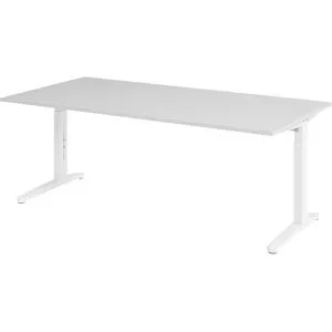 Schreibtisch Office Grau Holz 200 cm Höhenverstellbar (manuell) - Material: Holzwerkstoff - Schreibtisch