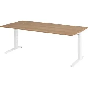 Schreibtisch Office Braun Holz 200 cm Höhenverstellbar (manuell) - Farbe: Nussbaum - Material: Holzwerkstoff - Schreibtisch