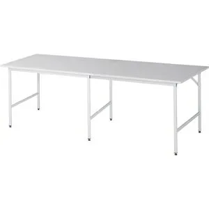 Arbeitstisch, höhenverstellbar, Gestell 30 x 30 mm, melaminharzbeschichtete Platte, BxT 2500 x 1000 mm, lichtgrau RAU