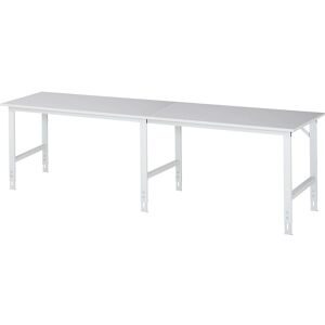 Arbeitstisch, höhenverstellbar, Gestell 60 x 30 mm, melaminharzbeschichte Platte, BxT 3000 x 800 mm, lichtgrau RAU
