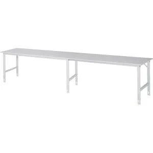 Arbeitstisch, höhenverstellbar, Gestell 60 x 30 mm, melaminharzbeschichte Platte, BxT 4000 x 800 mm, lichtgrau RAU