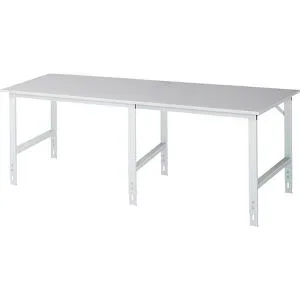 Arbeitstisch, höhenverstellbar, Gestell 60 x 30 mm, melaminharzbeschichte Platte, BxT 2500 x 1000 mm, lichtgrau RAU