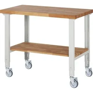 Fahrbare Werkbank Serie 7000, 4 Lenkrollen, Ablageboden, Platten-BxT 1250 x 700 mm eurokraft pro