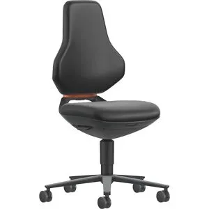 Arbeitsdrehstuhl TEXON Labor+Produktion, mit Rollen, Höhenverstellbereich 450 - 620 mm, Kunstleder, schwarz bimos