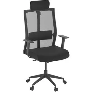 kaiserkraft Bürostuhl AERO, mit Armlehnen, schwarz, mit Kopfstütze