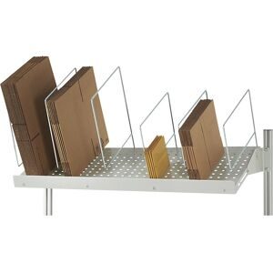 Kartonagenmagazin, lichtgrau RAL 7035, BxT 1500 x 450 mm, 7 Steckbügel (3 x 300 mm, 4 x 500 mm) RAU