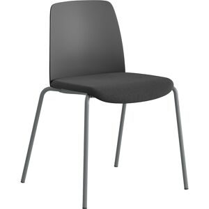 kaiserkraft Stuhl Helmer, Sitz gepolstert, Lehne Kunststoff, VE 4 Stk, Sitz dunkelgrau/schwarz, Gestell silber