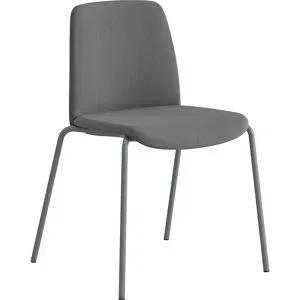 kaiserkraft Stuhl Helmer, Sitz/Lehne gepolstert, VE 4 Stk, Sitz dunkelgrau, Gestell silber