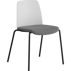 kaiserkraft Stuhl Helmer, Sitz gepolstert, Lehne Kunststoff, VE 4 Stk, Sitz weiß/dunkelgrau, Gestell schwarz