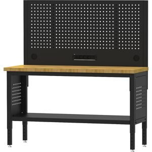 kaiserkraft Werkbank BLACKLINE, ohne Unterbauschrank, mit Lochwand, Plattenbreite 1829 mm