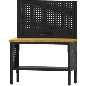 kaiserkraft Werkbank BLACKLINE, ohne Unterbauschrank, mit Lochwand, Plattenbreite 1524 mm