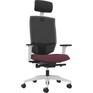 Bürodrehstuhl JUST EVO MESH, mit Netzrückenlehne, weiß, shirazrot, mit Kopfstütze Dauphin