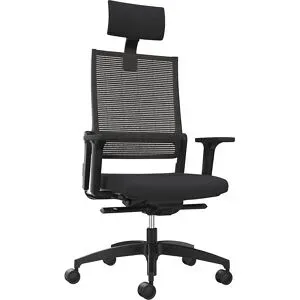 Bürostuhl LORDO FLEX, mit Netzrückenlehne, schwarz, mit Kopfstütze Dauphin