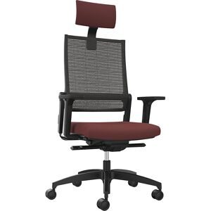 Bürostuhl LORDO FLEX, mit Netzrückenlehne, rubinrot, mit Kopfstütze Dauphin