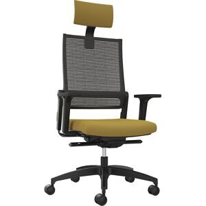 Bürostuhl LORDO FLEX, mit Netzrückenlehne, gelb, mit Kopfstütze Dauphin