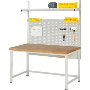 Werkbank mit Systemaufbau Serie 8000, mit Systemaufbau 1, BxT 1500 x 900 mm eurokraft pro