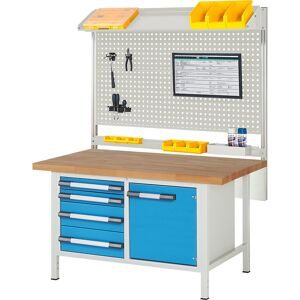 Werkbank mit Systemaufbau Serie 8000, mit Systemaufbau 6, BxT 1500 x 900 mm eurokraft pro