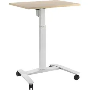 kaiserkraft 1-Säulen-Schreibtisch Atlanta mit Rollen, BxT 800 x 600 mm, weiß, Birke