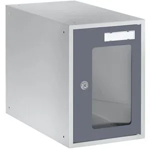 Schließfachwürfel, HxBxT 350 x 250 x 450 mm, Sichtfenstertür, lichtgrau / basaltgrau eurokraft basic