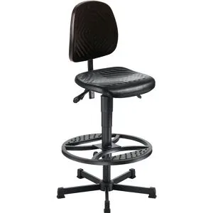 Arbeitsdrehstuhl, gepolstert mit PU-Schaum, Gasfeder-Höhenverstellung, mit Bodengleitern und Fußring, Höhenverstellbereich 570 - 820 mm meychair