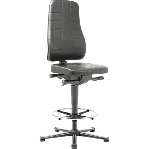 Arbeitsdrehstuhl All-in-One, mit Bodengleitern und Fußring, Kunstleder, schwarz bimos