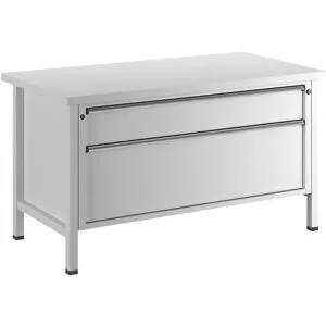 Werkbank mit XL/XXL-Schubladen, Gestellbauweise, Breite 1500 mm, 2 Schubladen, Universalplatte, Front lichtgrau ANKE