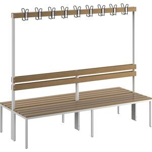 Umkleidebank mit Lehne, doppelseitig, Buchenholz-Leisten, Länge 2000 mm eurokraft basic