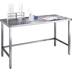 kaiserkraft Edelstahl-Reinraumtisch mit gelochter Arbeitsplatte, aus Edelstahl, BxT 1400 x 700 mm