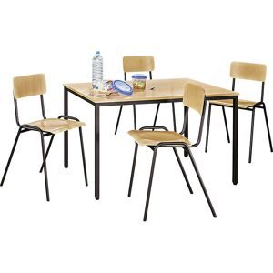 Mehrzweck-Sitzgruppe, 1 Tisch, 4 Stühle, Tischplatte Buche-Dekor, Gestell graubraun eurokraft basic