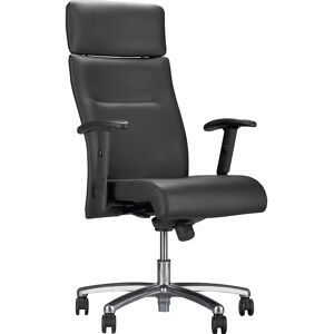 kaiserkraft Drehsessel, schwarz, Leder