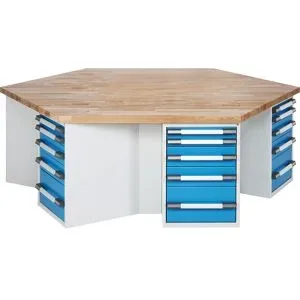 Gruppen-Werkbank, 6 Arbeitsplätze, Höhe 890 mm eurokraft pro