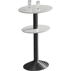 kaiserkraft Bistrotisch mit Gusseisenfuß, 2 Tischplatten, Abstand 30 cm, lichtgrau, Säule schwarz
