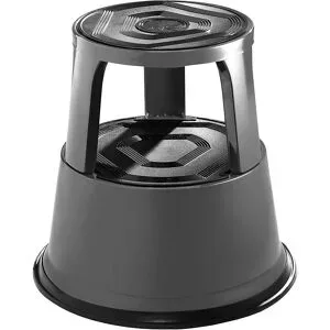 Rollhocker aus stabilem Stahlblech, Höhe belastet 420 mm, drei Gleitrollen, schwarz eurokraft pro