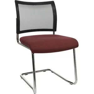 Besucherstuhl, stapelbar, Freischwinger, Netz-Rückenlehne, VE 2 Stk, bordeaux Topstar