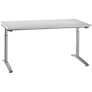 kaiserkraft HANNA - Schreibtisch mit C-Fußgestell, höhenverstellbar 650 - 850 mm, Breite 1600 mm, lichtgrau
