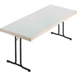 kaiserkraft Klapptisch, Doppel-T-Fuß-Gestell, 1500 x 800 mm, Gestell anthrazit, Platte lichtgrau