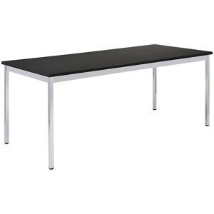 Mehrzwecktisch, rechteckig, BxH 1400 x 740 mm, Tiefe 800 mm, Platte schwarz, Gestell verchromt eurokraft basic