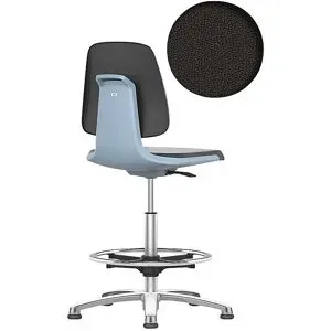 Arbeitsdrehstuhl LABSIT, mit Bodengleitern und Fußring, Sitz mit Stoffbezug, blau bimos